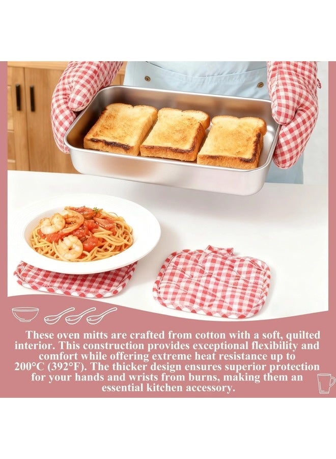 شيبشيب مجموعة مكونة من 4 قطع من قفازات الفرن وحوامل الأواني، مقاومة للحرارة العالية حتى 250 درجة، قطن مطبخ سميك إضافي للطهي، قفازات خبز طويلة وحوامل حرارة للمطابخ، الشواء و الميكروويف، هدايا للخبز - Image 4